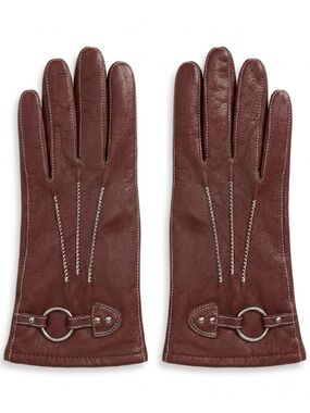 Nordstrom Leather Equestrian Driving Gloves - Burgundy Oxblood Lined